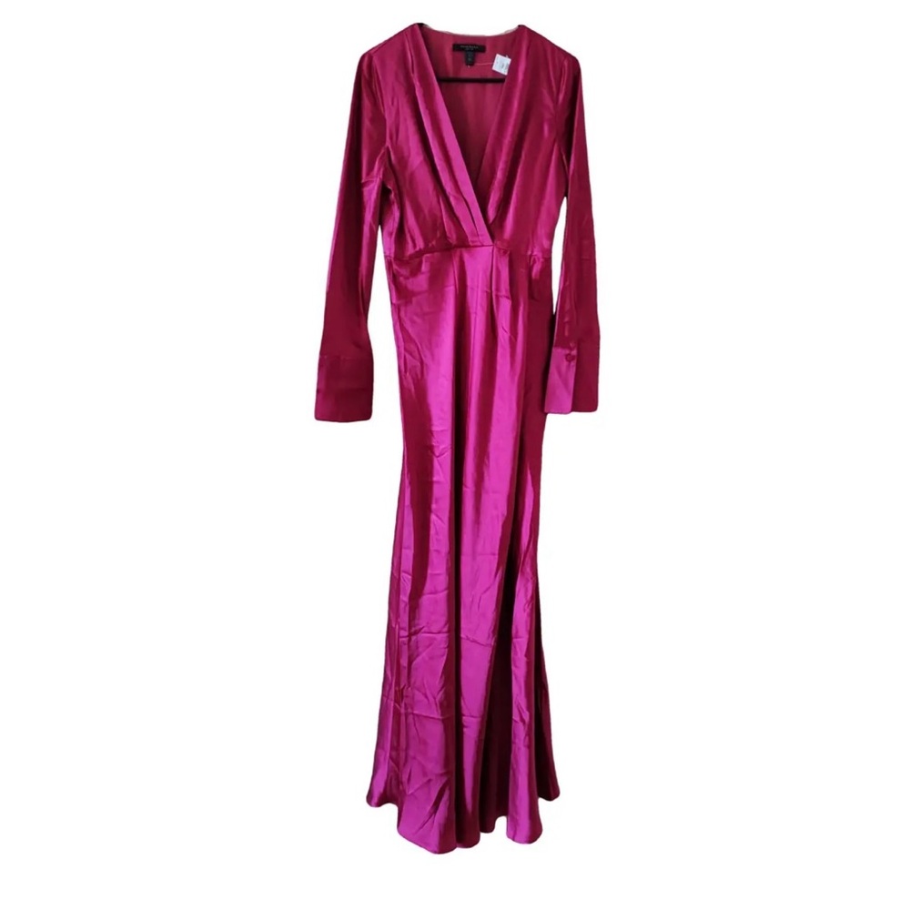 Banana Republic Elegant Pink Long Sleeve Silk Dress